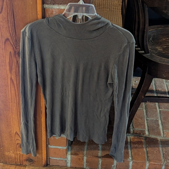Zara Ribbed Hooded Long Sleeve Tee Large - Picture 2 of 7